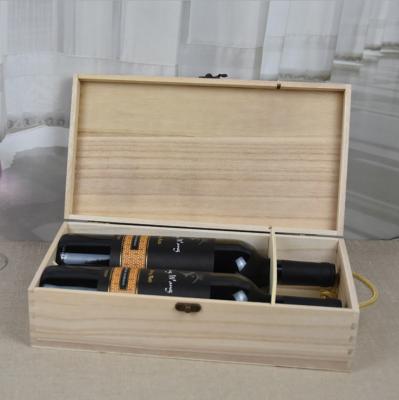 China Wholesale Custom Simple BOX Bottle Gift Pine Wood Box Wine Packaging Box IS Handmade for sale