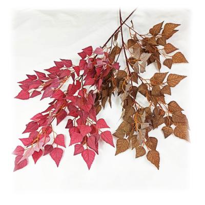 China Artificial Silk Birch Leaves Tree Branch Leaf for Wedding Outdoor Decoration for sale