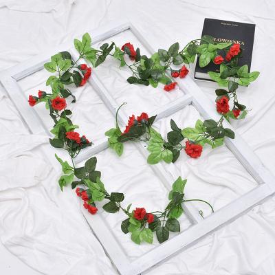 China Natural touch plant hot sale for wall with cheap price flower rattan hanging rose vine wedding artificial flowers for sale