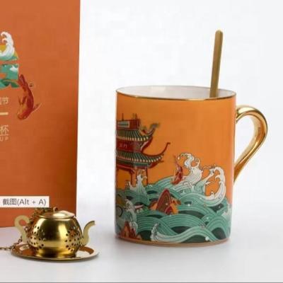 China Factory Price Wholesale Viable Hot Selling Popular Chinese Ceramic Jingdezhen Porcelain Travel Coffee Mug Tea Cup Pairs for sale