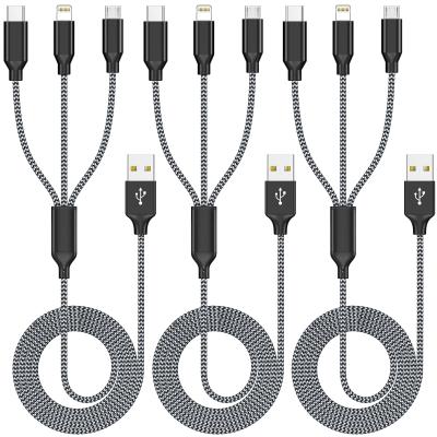 中国 3 in 1 USB 充電ケーブル マルチ 電話コード Type C/Micro/Lightning USB コネクタ 販売のため