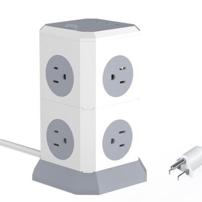 China Standaard Aarding Custom Multi-Plug Power Strip Tower met universele oplaadstuk Te koop