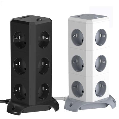 China 10 AC Desktop Multi Layer Tower Power Smart Extension Socket met 4 USB-uitgangen 1000mA Te koop