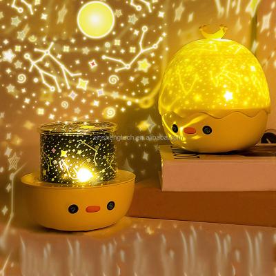 China Kids Night Light Duck Rotation RGBW Color Changing With USB Cable 6 Patterns Movie LED Projector Star Gifts For Kids Night Light for sale