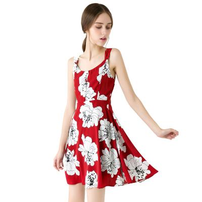 China Anti-Static Women Casual Dresses Ladies Cut Out Floral One Piece Beach Backless Bohemian Dress for sale