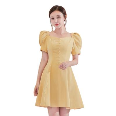 China Fashion Summer Anti-static Wholesale Ladies Dress Square Collar Women Casual Dress for sale