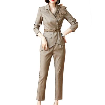 China Women's OL Slim Pant Suit Anti-Shrink Pants Professional Two-Piece Ladies Suit for sale