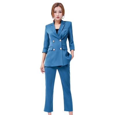 China Latest Fashion Anti-Static Long Sleeves Ladies Cross Business Blazer Formal Trouser Suits for sale