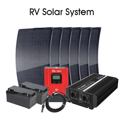 China 600W DIY RV Home Kits Flexible Solar Panel+Controller+Inverter RV Solar System / Outdoor Boat for sale