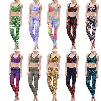 China Antibacterial Custom Colorful Printed Women's Sports Yoga Tights Pants Yoga Tights Polyester Logo Gaiters With Pockets for sale