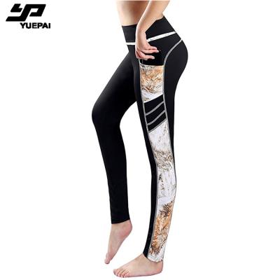 China Antibacterial Sportswear Fitness Clothing Women Workout Clothes Gym Active Wear Wear Sublimated Print Yoga Pants Set Gaiters With Pocket for sale