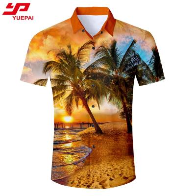 China Custom Made Men's Anti-pilling Flower Casual Button Down Short Sleeve Hawaiian Shirts Mens Beachwear for sale