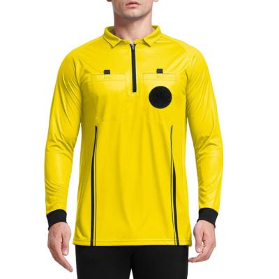 China Shirts & Top Soccer Referee Jersey Yellow Men Long Sleeve Soccer Referee Jerseys With Pocket Patch for sale