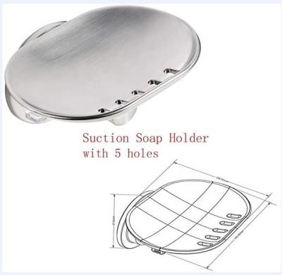 China Modern Stylish Brush Nickel Suction Soap Dish For Shower Vacuum Suction Cup Soap Holder Powerful Bathroom Kitchen for sale