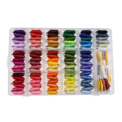 China High Tenacity Embroidery Thread 100 Pieces String Kit Thread Embroidery Color and Storage Box Cross Stitch Kit for sale