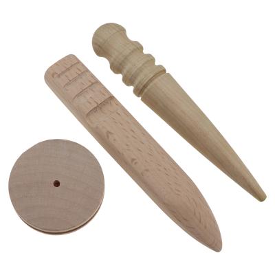 China 3pcs/set Eco-friendly Wooden Edge Leather Burnisher Set Leather Polished Soft Grooves Grinding Leather Tools for sale