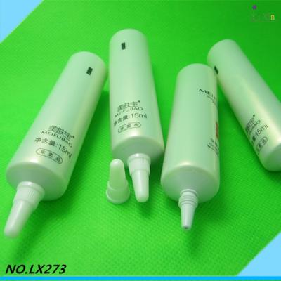 China Medical Custom Logo Small Volume 15ml Long Nozzle Top Cap Cosmetic Plastic Plastic Squeeze Tube for sale