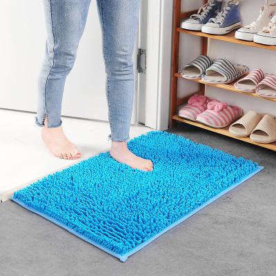 China Bathroom Custom Thicken Chenille Bath Mat Bedroom Kitchen Rug Carpet Anti-Slip Floor Door Protector Mat for sale