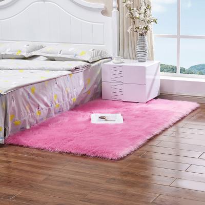 China Washable Customize Bedroom Rectangle Fur Mat Bedroom Skid Resistance Flush Fluffy Rug Area Rugs Tiles for sale