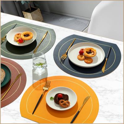 China Kitchen Accessories Design Kitchen Accessories Table Cover PU Bowl Coaster Dining Table Place Mat Durable Leather Irregular Leather Mat for sale