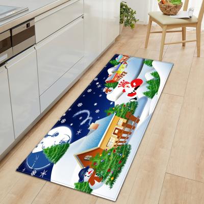 China Custom Kitchen Mat Entrance Doormat Decorations Floor Christmas Non-Slip Flannel Carpet Home Anti-Slip Blanket for sale