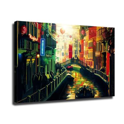 China Waterproof+ECO-Friendly Abstract Vintage Vogue Wall Custom Other Handmade Art Painting Poster Streetscape Oil Street Reproduction for sale