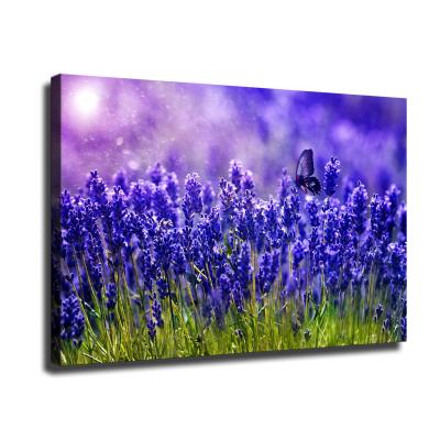 China Small Waterproof+ECO-Friendly Decoration Decorativo Canvas Beautiful Art Flowers Lavender Painting Natural Poster For Room for sale