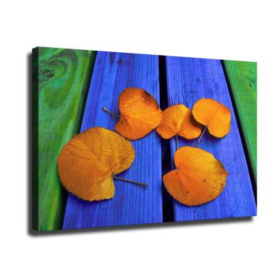 China Waterproof+ECO-Friendly Autumn Decoration Modern Green Leaf Still Life Life Abstract Natural Orange Gold Scene Art Painting for sale