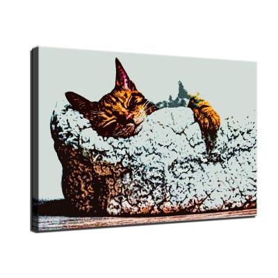 China Waterproof+ECO-Friendly Wall Vintage Poster Custom Oil Cat Canvas Art Animal Painting for sale