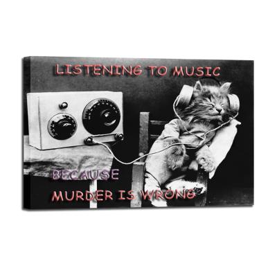 China Sound of Waterproof+ECO-Friendly Other Motivational Inspirational Words Hip Hop Cat Art Modern Poster Animal Painting for sale