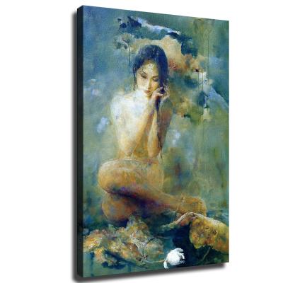 China Custom Waterproof+ECO-Friendly Modern Handmade Nude Portrait Art Woman Canvas Wall Sexy Girl Oil Poster Print Painting for sale