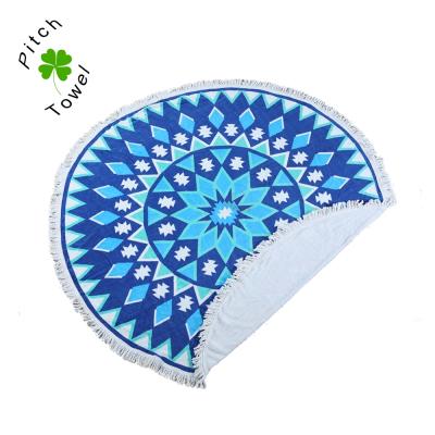 China 2019 Custom Logo QUICK DRY Outdoor Pattern Round Beach Towel With Tassels for sale