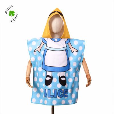 China Viable Printed Cartoon Ponchos Beach Towel Hooded Towels With Custom Logo Print for sale