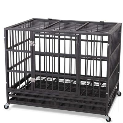 China Durable Dog Cage Black Heavy Duty Square Tube Large Folding Color Cage For Dogs for sale