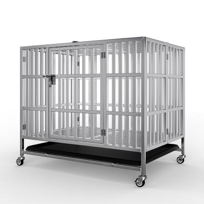 China Viable Manufacturer Hot Sale Stainless Steel Premium Heavy Duty Foldable Dog Cage Kennel For Medium Large Dogs for sale