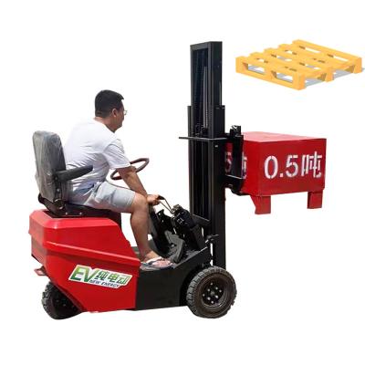 China Farm Three Wheel 500kg Small Electric Hand Forklifts Truck Hydraulic Stacking Truck For Home Warehouse CE EPA Euro 5 Certificate for sale