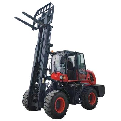 China Farm Ce Epa Tuv 5 Ton 5000kg Four Wheel Drive Diesel All Rough Terrain Forklift With Reasonable Price for sale