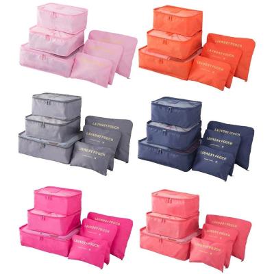 China Fashion Top Rated Single Shoe Clothes Storage Bag 6 Pcs Pink Organizer Packing Cube Oxford Travel Set For Women Luggage Bag for sale