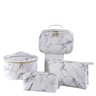 China Fashion Marble Copy Thicken Waterproof PU Leather Cosmetic Bag For Women Makeup for sale