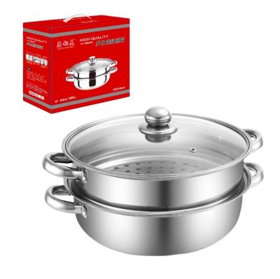 China wholesale High Quality 2 Layers 410 Stainless Steel Cooking Steamer Stainless Steel Food Steamer Pot with Lid for sale