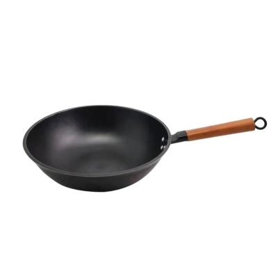 China Open Cast Iron Wok Color Non Stick Deep Fry Pan Stainless Steel Pressed Stew Cooking Pot With Cover for sale