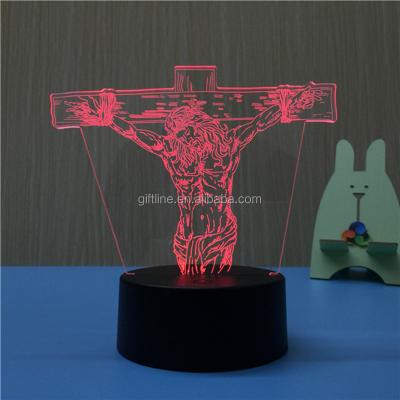 China High quality decoration novelty deco 3d light optical illusion Jesus 3d table lamp for sale