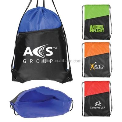 China Exclusive Drawstring Large Capacity 210D Gym Suction String Bag With Zipper for sale