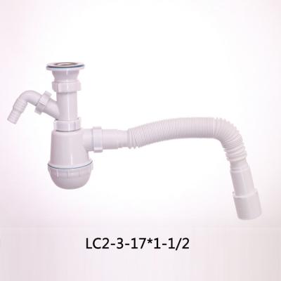 China Disposable Basin Drainer With Strainer Siphon Bottle Trap Sink Waste Sewer With Overfall Gap for sale