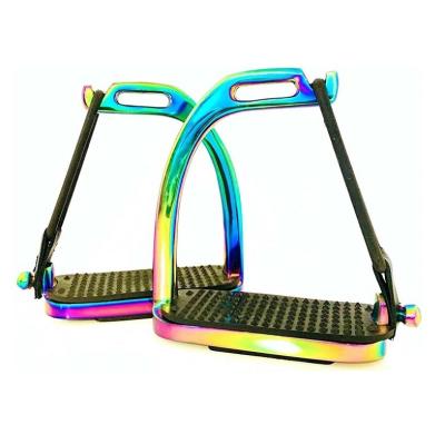 China FREE SAMPLE Peacock Rainbow Comfortable Stirrups Grade Riding Safety Stirrups S/Steel 4.75