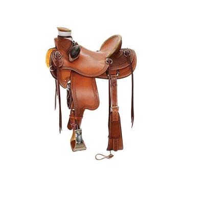 China FREE SAMPLE Heavy Duty Pitching Rolls Wade Tree A Fork Ranch Premium Leather Western Roping Saddle for sale