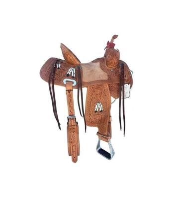 China FREE SAMPLE Premium Leather Western Barrel Heavy Duty Racing Adult Horse Saddle for sale