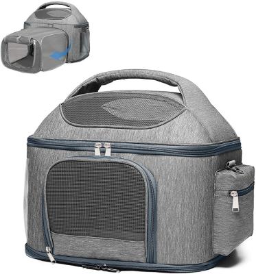 China FREE SAMPLE Expandable Pet Travel Bag Mesh Window Soft-Sided Pet Travel Carrier Viable for Small Medium Cats for sale