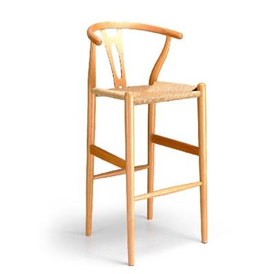 China Rattan Bar Chair Modern Design Rattan High Bar Chair, Armrest Frame Rattan Bar Stool Solid Wood Chair for sale