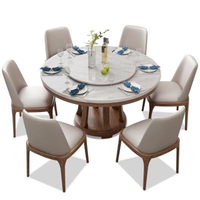 China Eco-friendly Solid Wood Round Marble Dining Table Base Set With Turntable For Household Use for sale